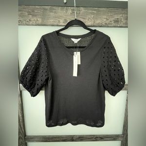 Medium Nicole Miller black eyelet top